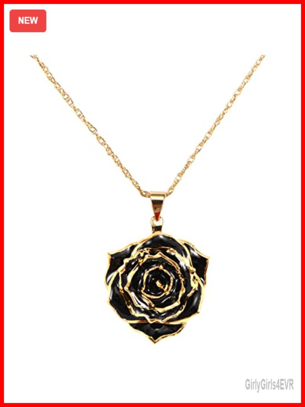Real Rose 24K Gold Dipped Pendant Necklace Gift for Women